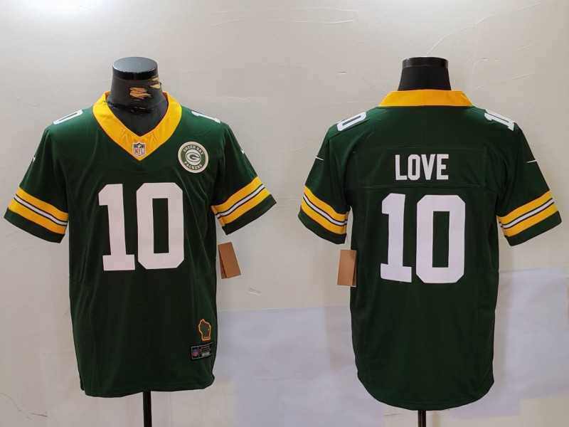 Mens Green Bay Packers #10 Jordan Love Green 2023 F.U.S.E. With Patch Limited Stitched Jersey